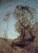 Corot Camille The Italian vill behind pines oil on canvas